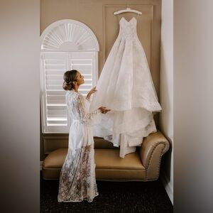 Long lace bridal robe